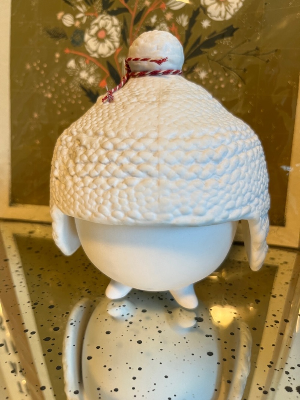 Anthropologie White Ceramic Pom-Pom Lidded Jar - Home Accents